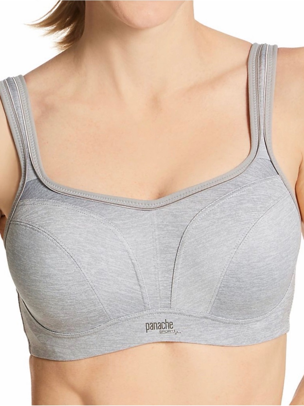 Panache Sport 5021 Underwire High Impact Sports Bra Gray Heather 32DD Racerback